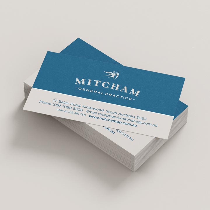 Business card design created by Quisk for Mitcham GP.