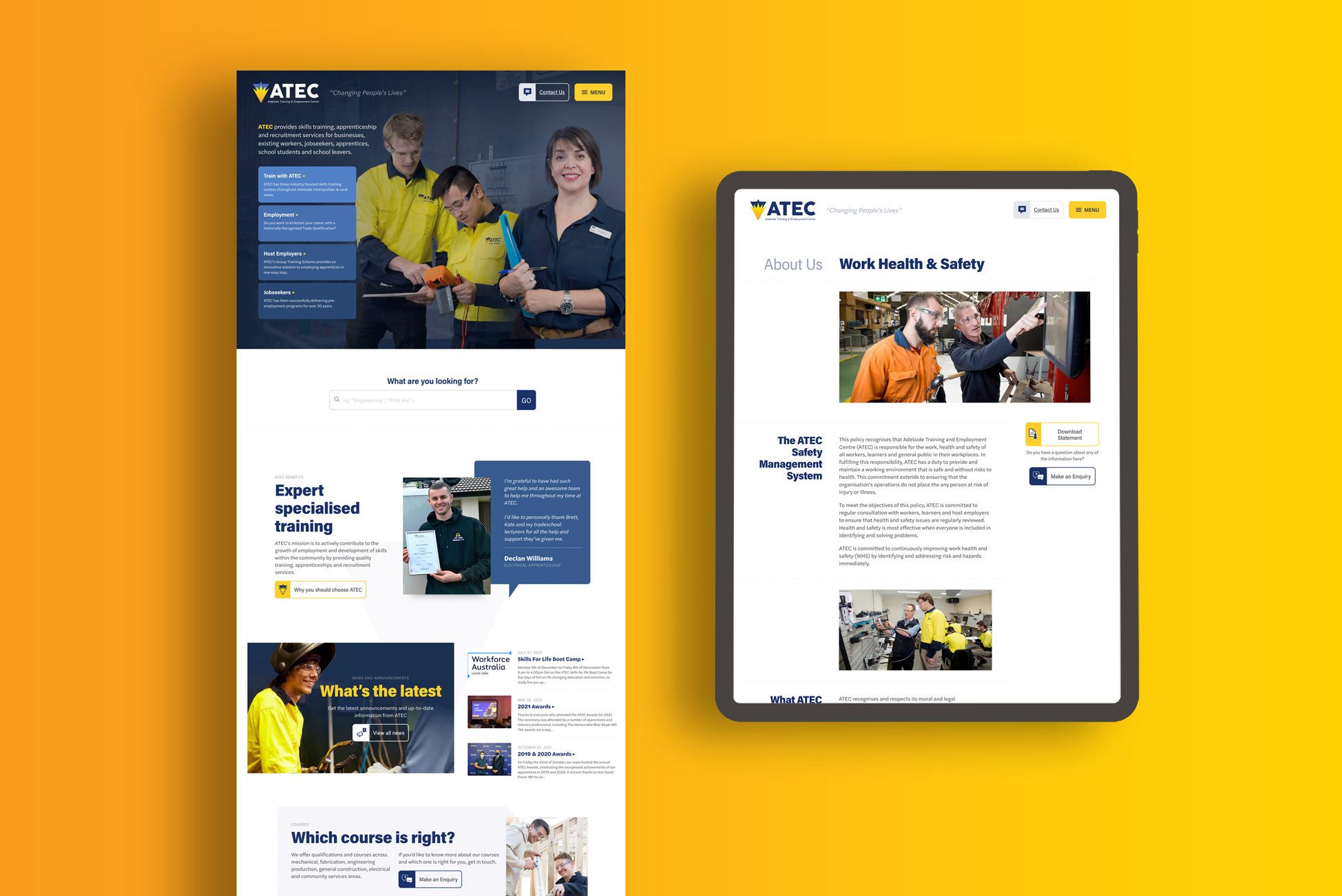 ATEC Adelaide website design and development by Quisk