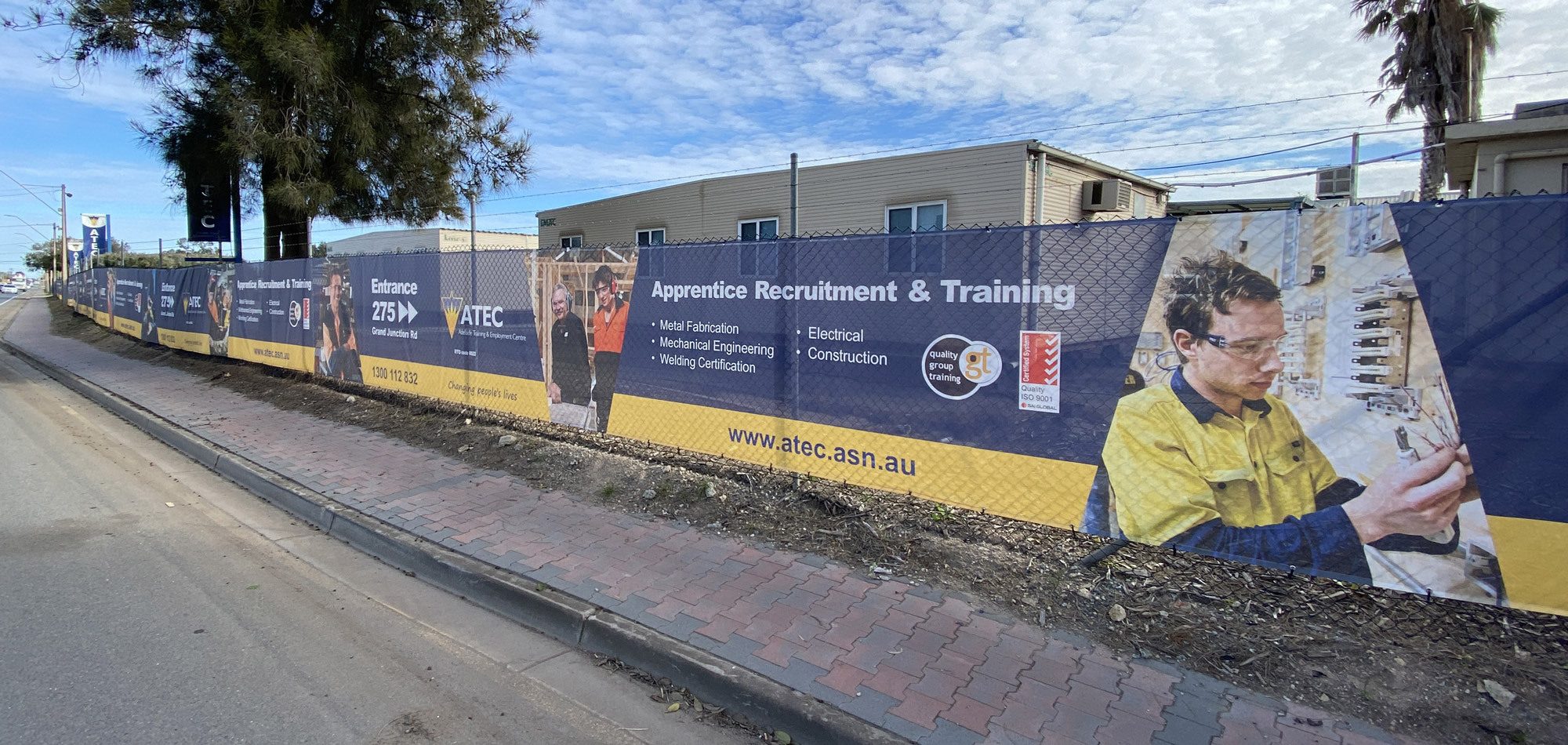 Fence mesh banner graphic design Adelaide for ATEC